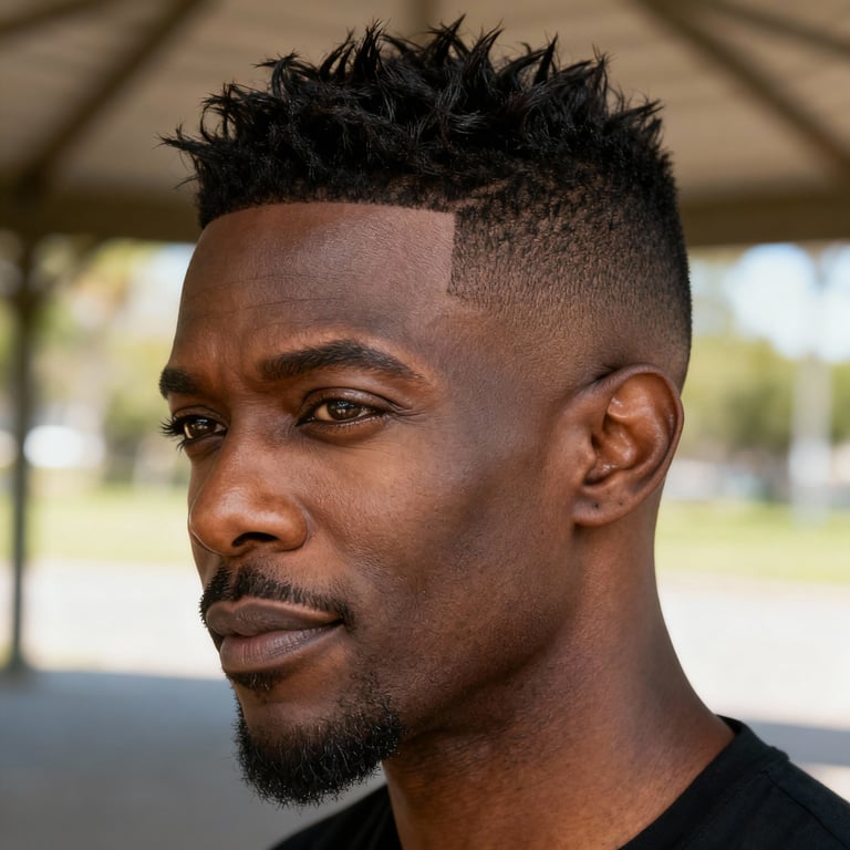 edgy messy short pixie cut on straight hair, low version.