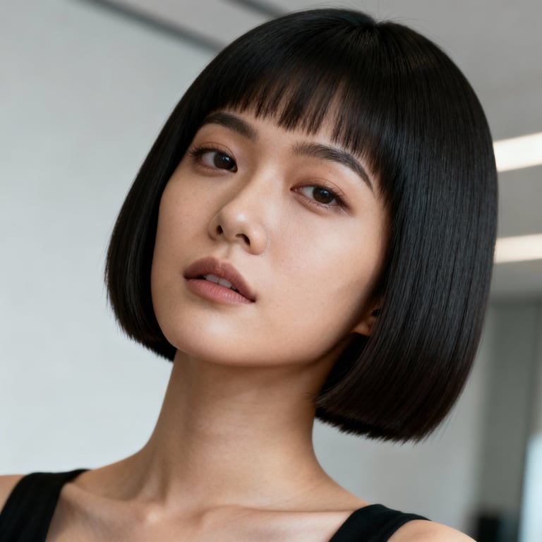 bixie haircut on straight hair, low version.