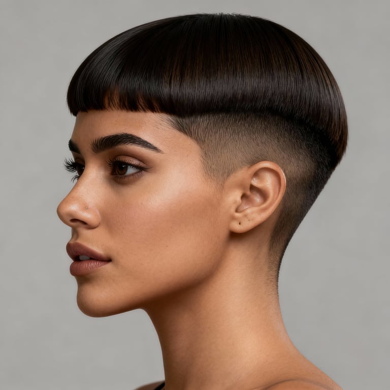 short caesar cut on straight hair, low version.