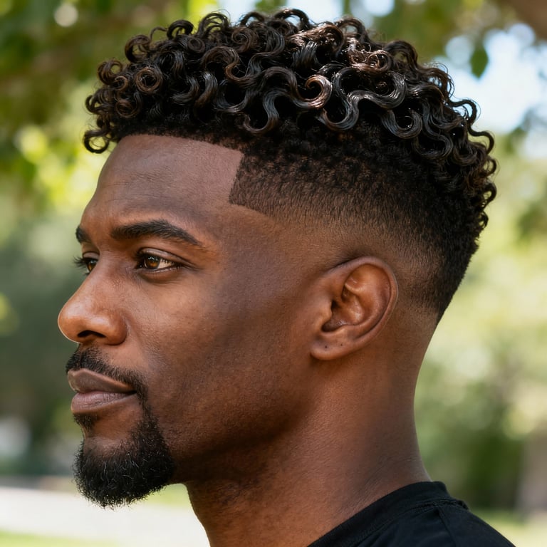 curly jellyfish haircut on curly hair, low version.