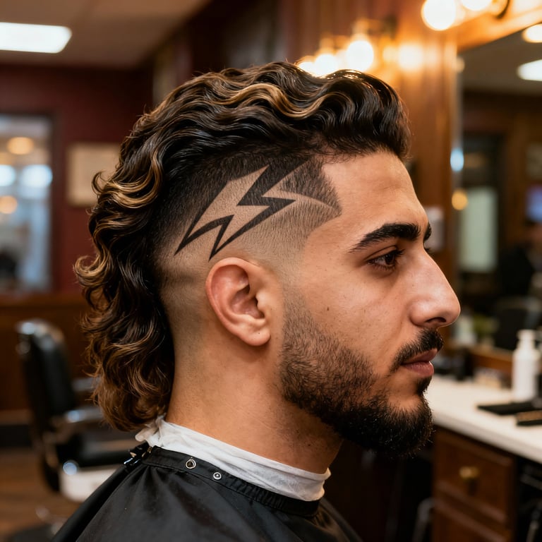 Mid Burst Fade Mullet Wavy