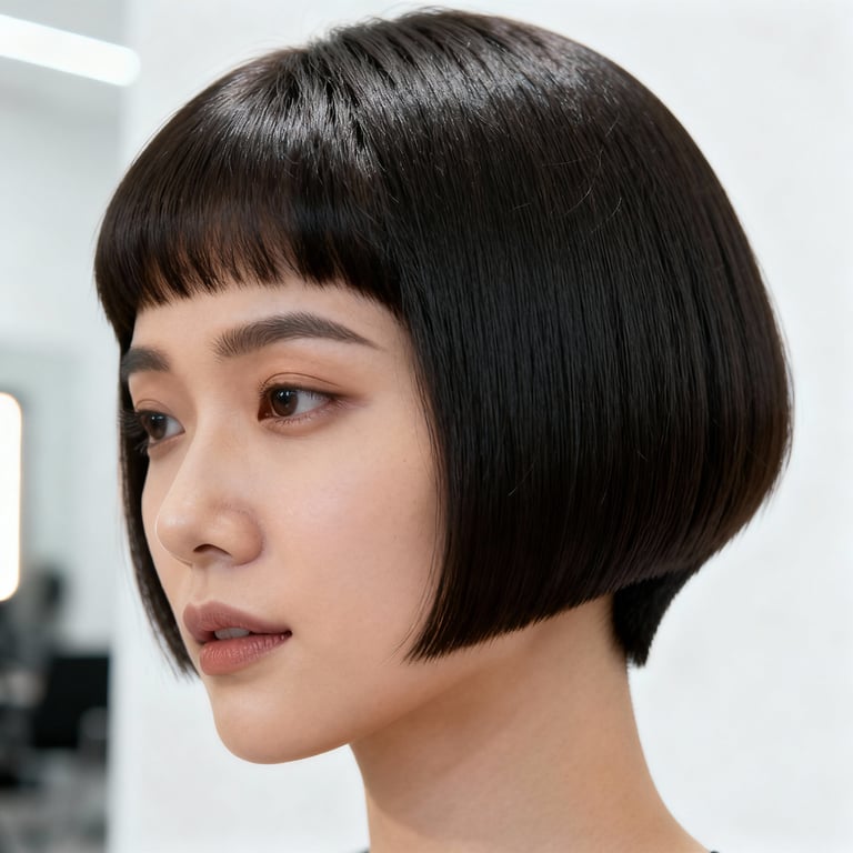 short butterfly haircut on straight hair, low version.