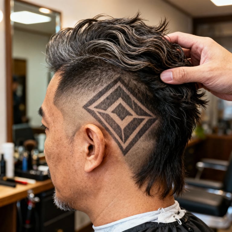 High Burst Fade Mullet Curly