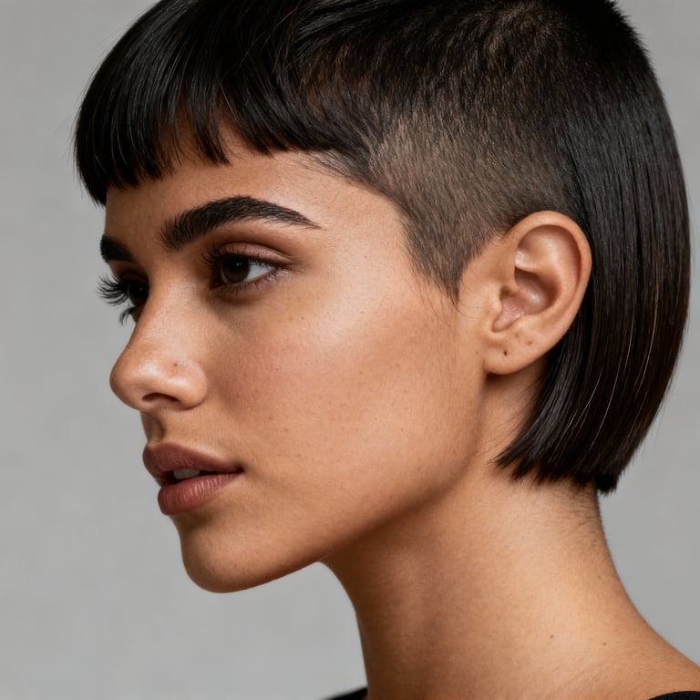 fine hair bixie haircut on straight hair, low version.