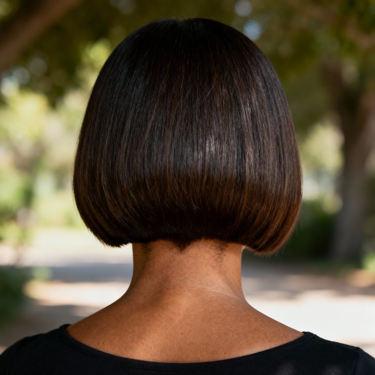 bixie haircut on straight hair, low version.