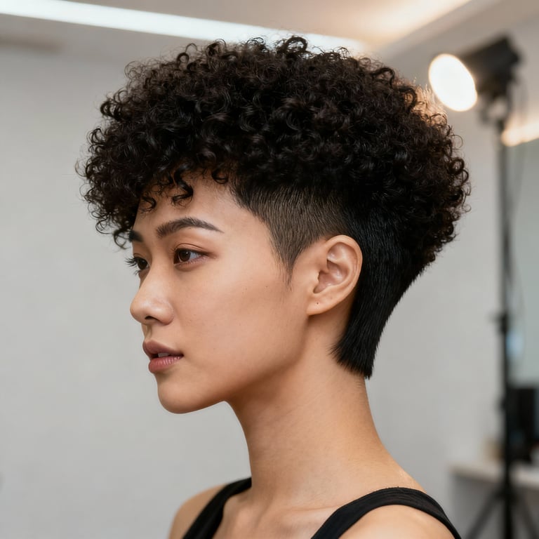 afro kinky hair on straight hair, low version.