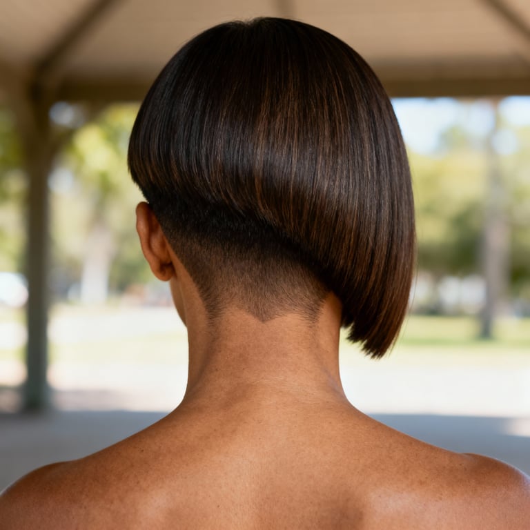 wedge haircut on straight hair, low version.