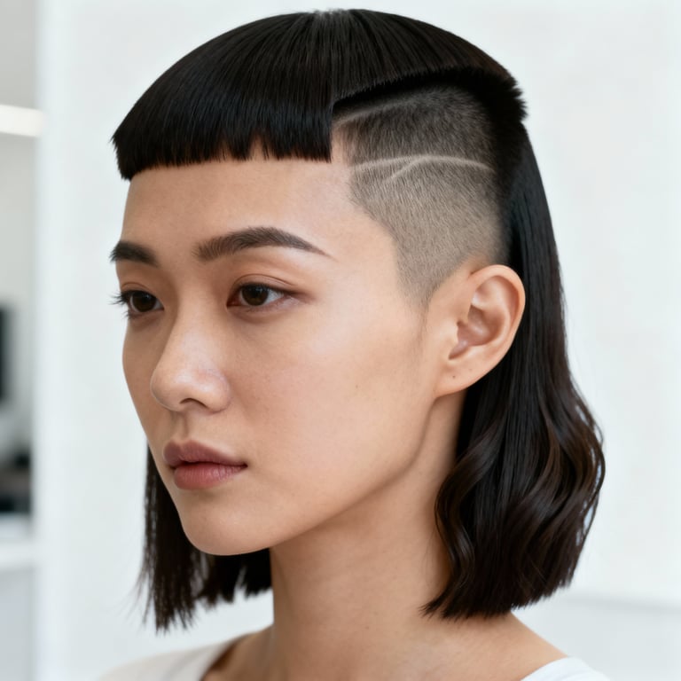 middle part undercut on straight hair, mid version.