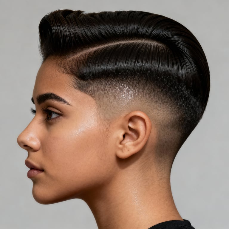 pompadour hair on straight hair, low version.