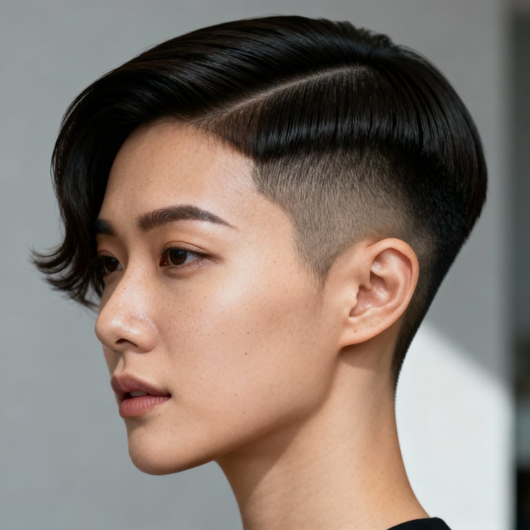 side part haircut men on straight hair, low version.