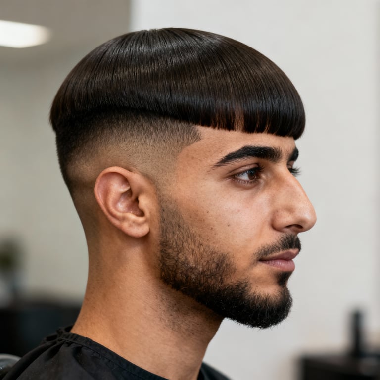 pageboy haircut on straight hair, low version.