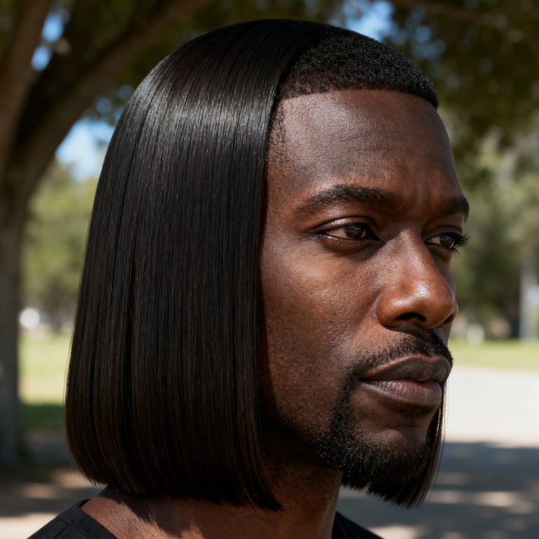 hime cut on straight hair, low version.