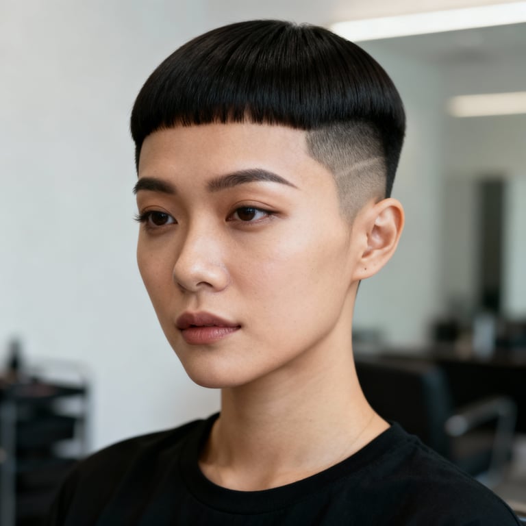 french crop mid fade on straight hair, mid version.