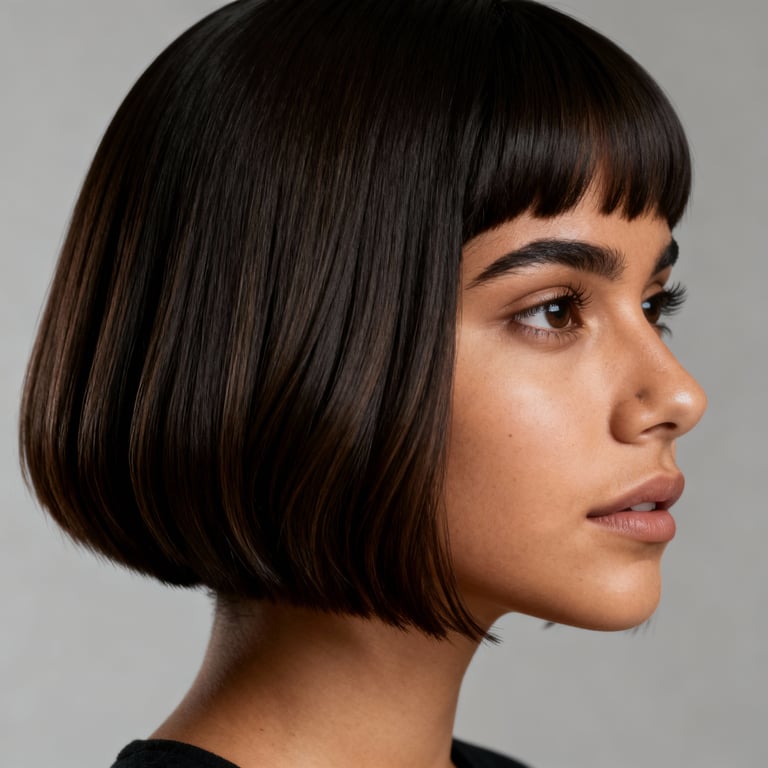 layered bob haircut on straight hair, low version.