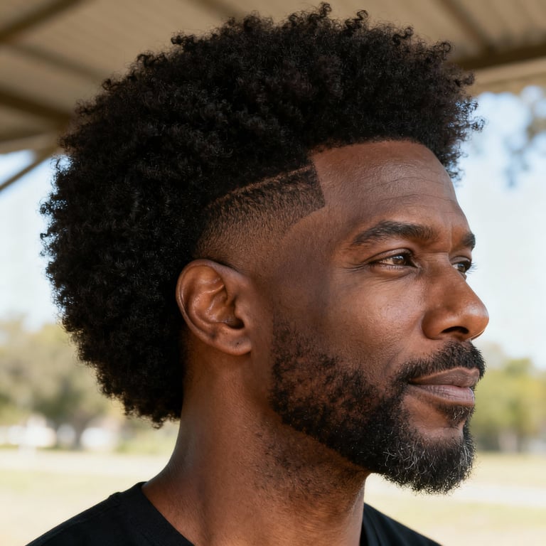 afro kinky hair on straight hair, low version.