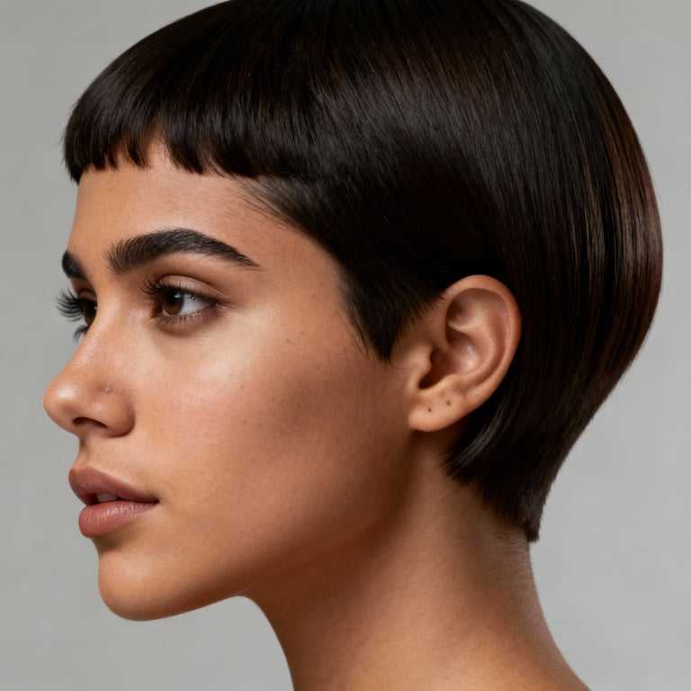 french crop haircut on straight hair, low version.