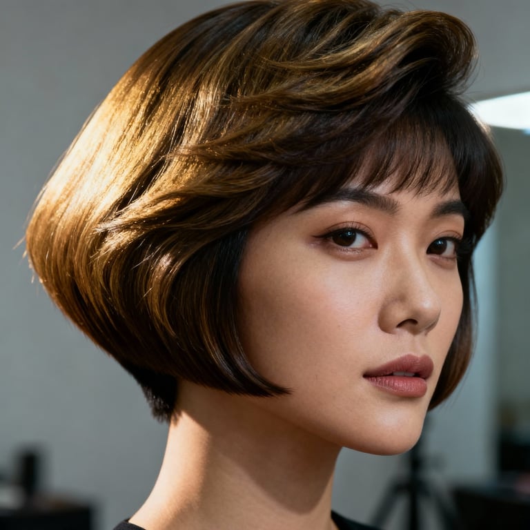 wedge haircut 80s on straight hair, low version.