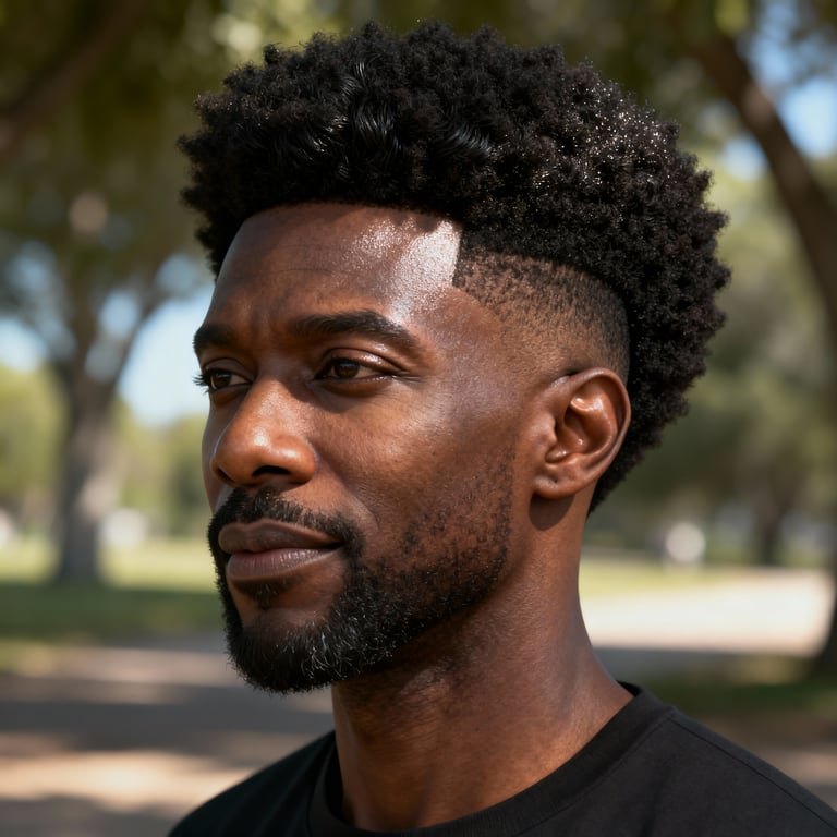 afro hair emoji on straight hair, low version.