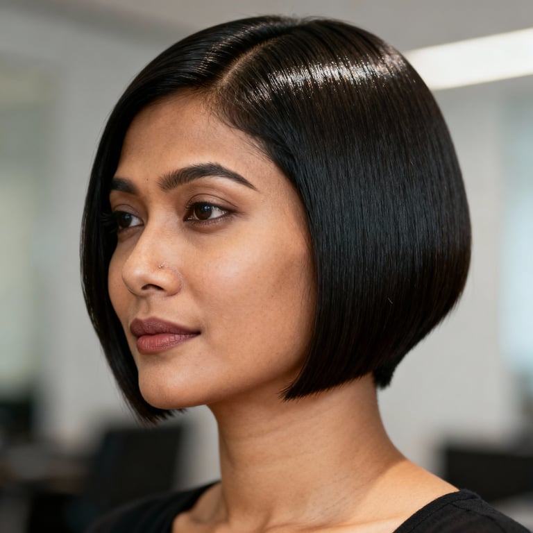 indian mixie on straight hair, low version.