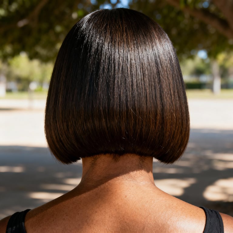 u shape hair cut on straight hair, low version.