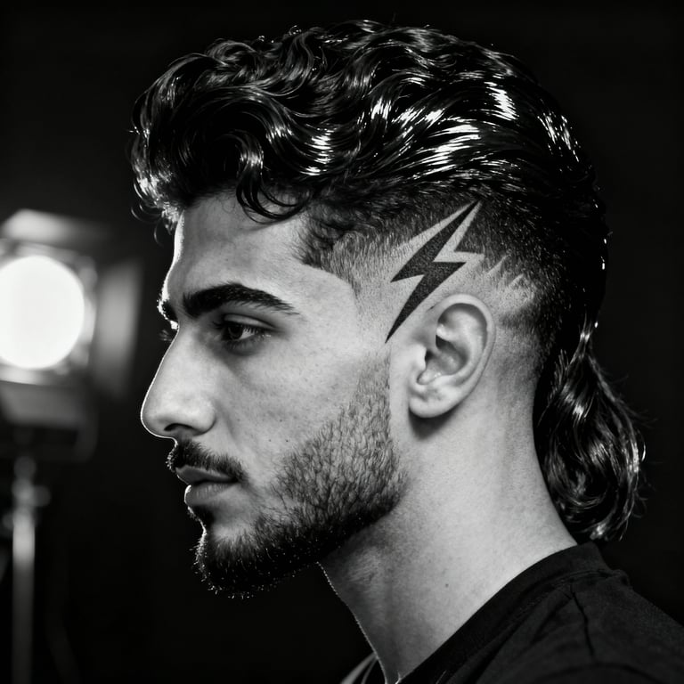 Burst Fade Mullet Wavy Hair