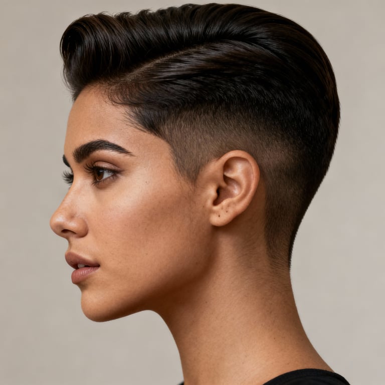 short pompadour on straight hair, low version.