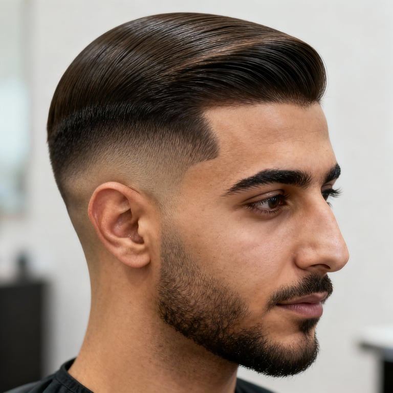 middle part on straight hair, mid version.