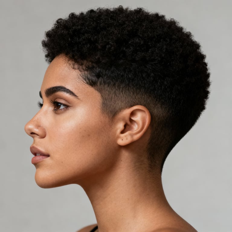short natural hair afro hairstyles on straight hair, low version.