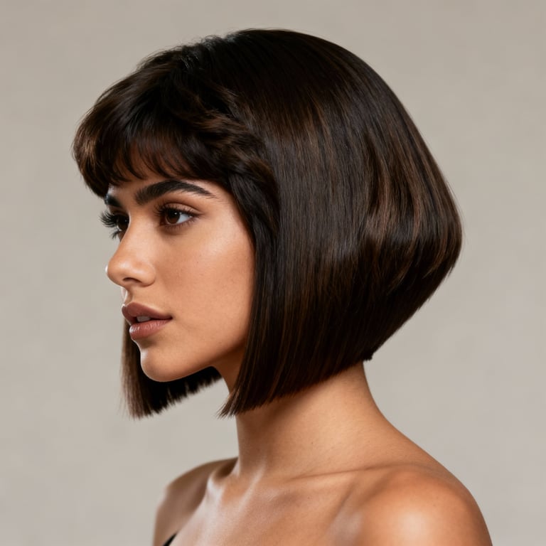 wedge haircut 80s on straight hair, low version.