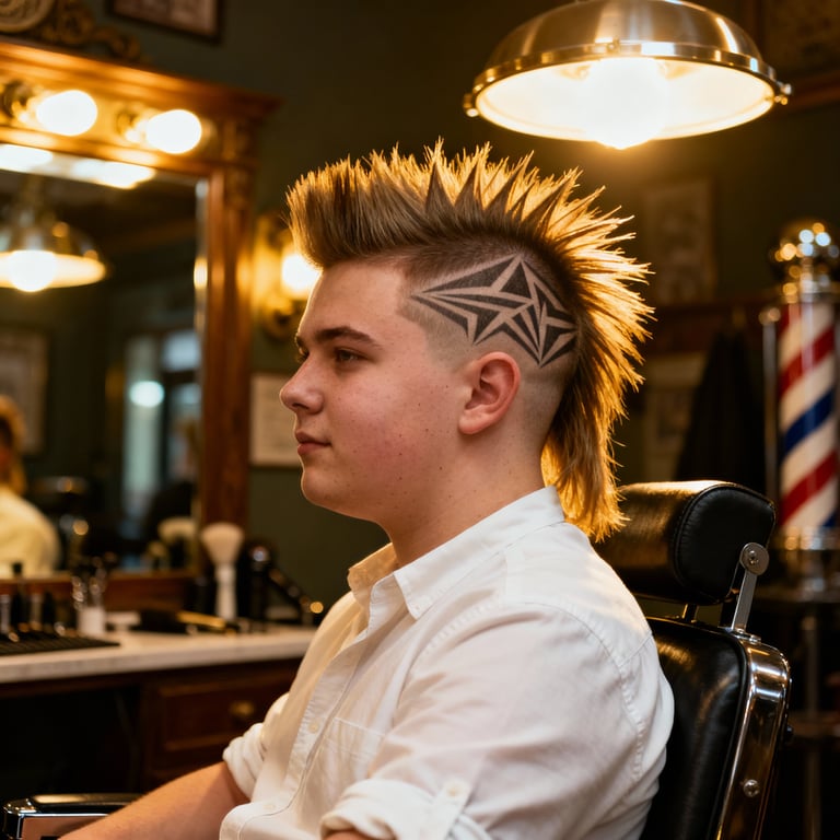 Burst Fade Mullet Straight Hair