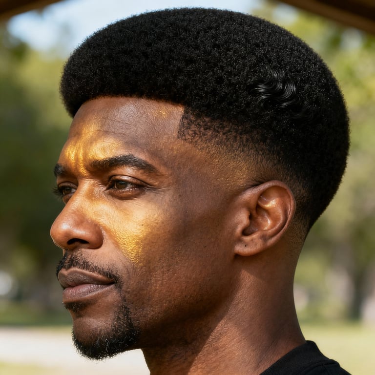 bowl hair cut on straight hair, low version.