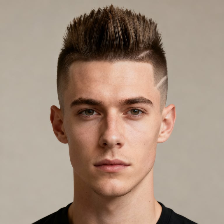 burst fade mohawk on straight hair, low version.