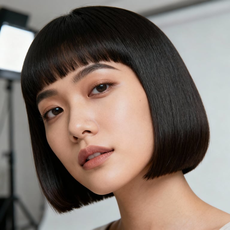 ivy league haircut on straight hair, low version.