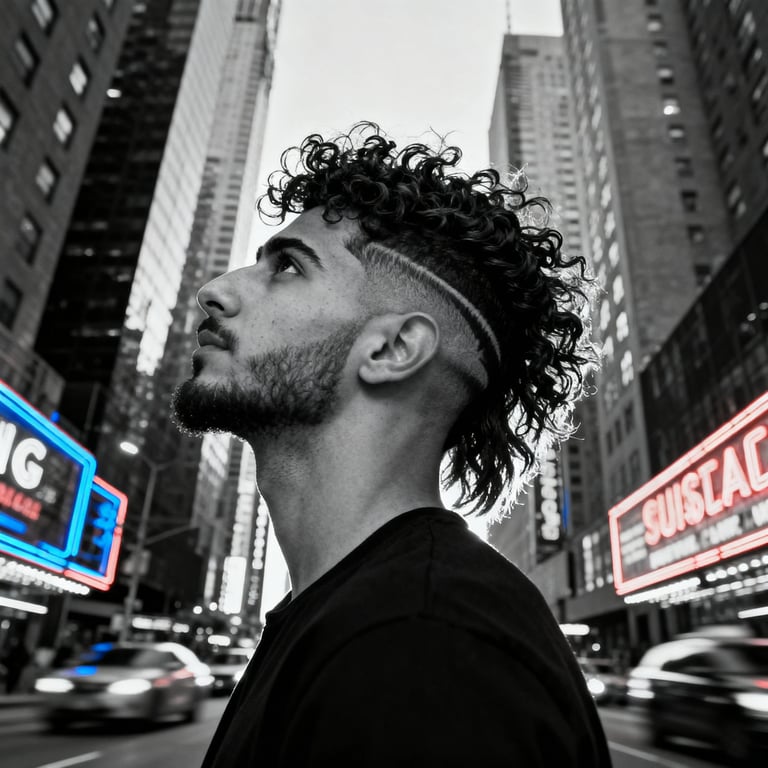 Burst Fade Mullet Curly Men