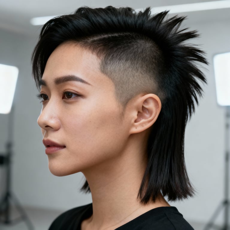 burst fade mullet on straight hair, low version.