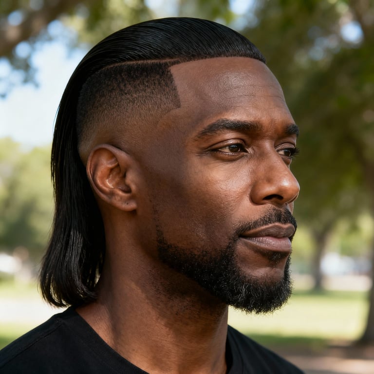 middle part mullet on straight hair, mid version.