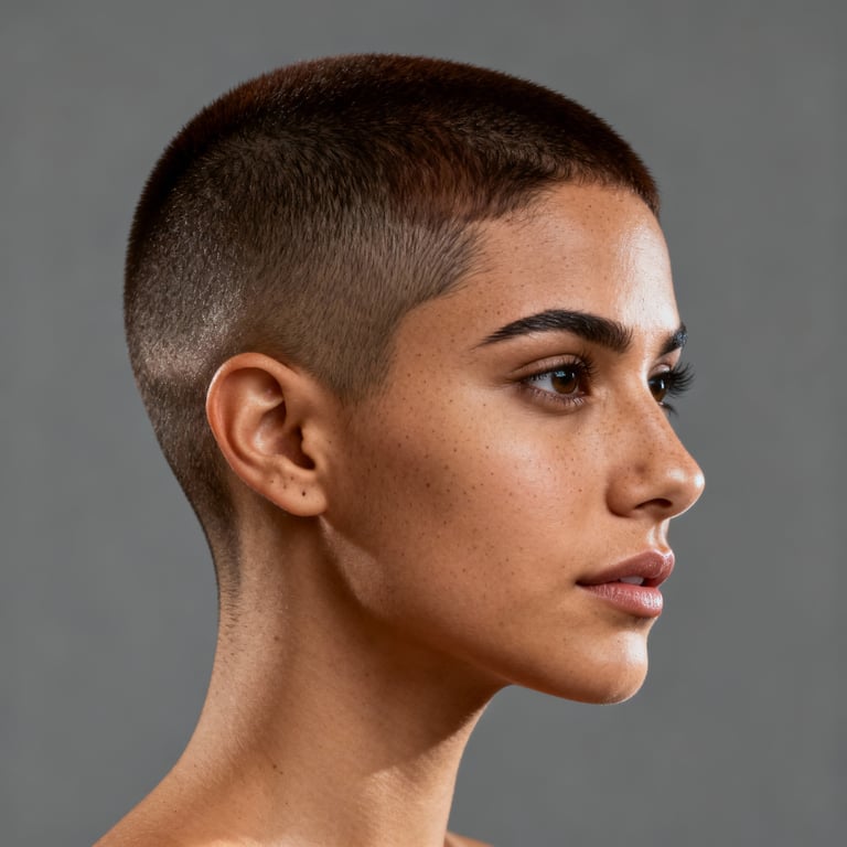 16 guard buzz cut on straight hair, low version.