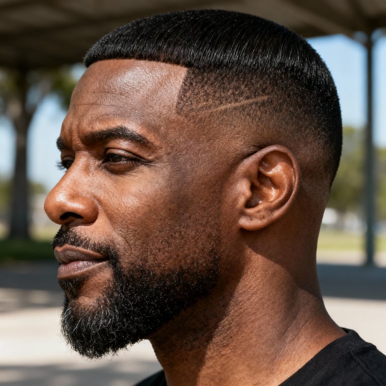 crew cut on straight hair, low version.