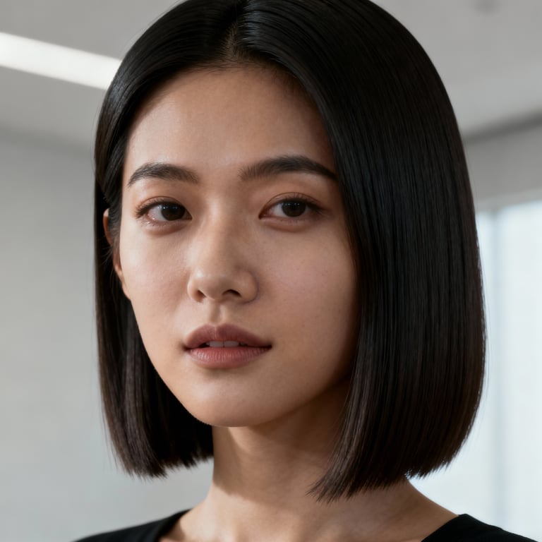 side part on straight hair, low version.