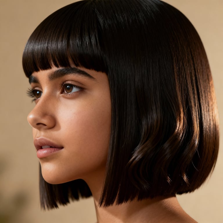 butterfly haircut with bangs on straight hair, low version.