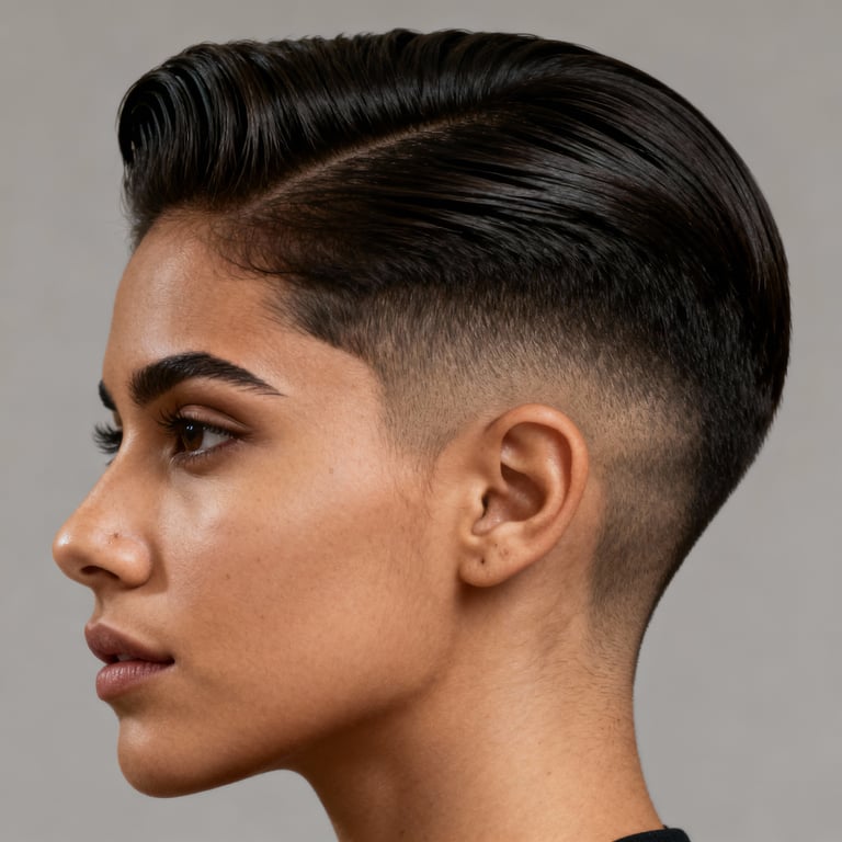 comb over haircut on straight hair, low version.