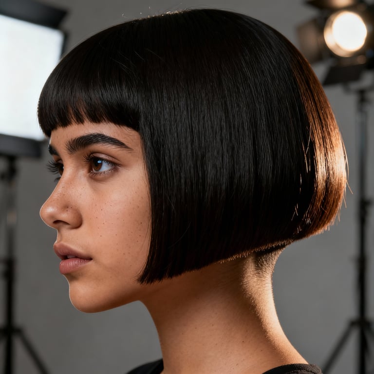 bowl cut meme on straight hair, low version.