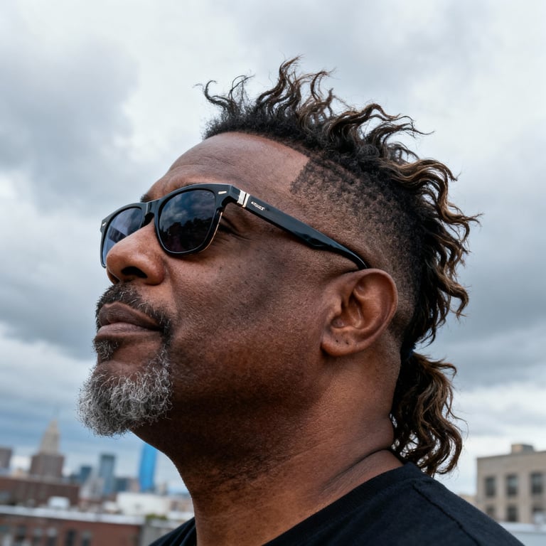 Burst Fade Mullet Wavy Hair