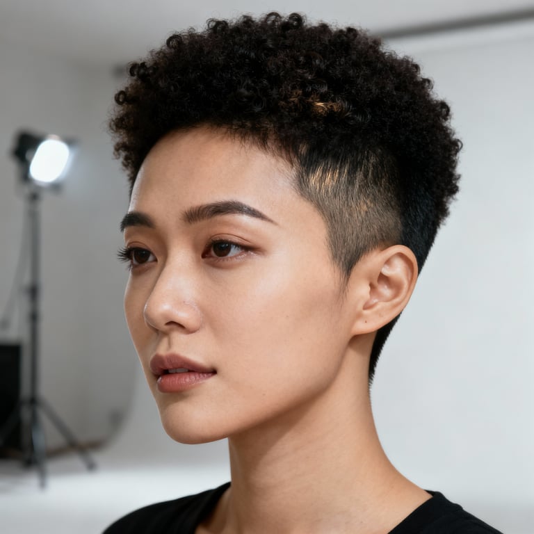 short natural hair afro hairstyles on straight hair, low version.