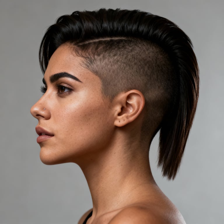 reverse mohawk on straight hair, low version.