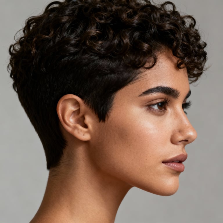 short curly hair on curly hair, low version.