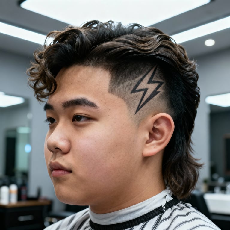 Mid Burst Fade Mullet