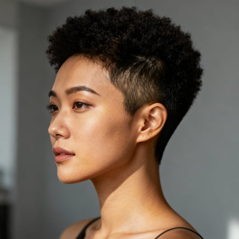 short natural hair afro hairstyles on straight hair, low version.