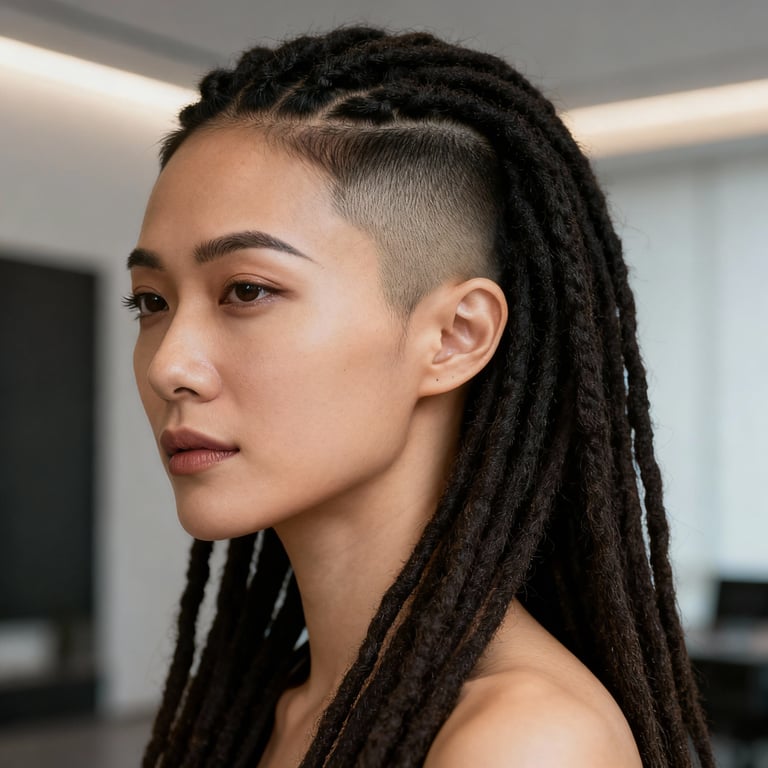 invisible locs on straight hair, low version.