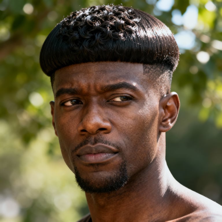 bowl cut meme on straight hair, low version.